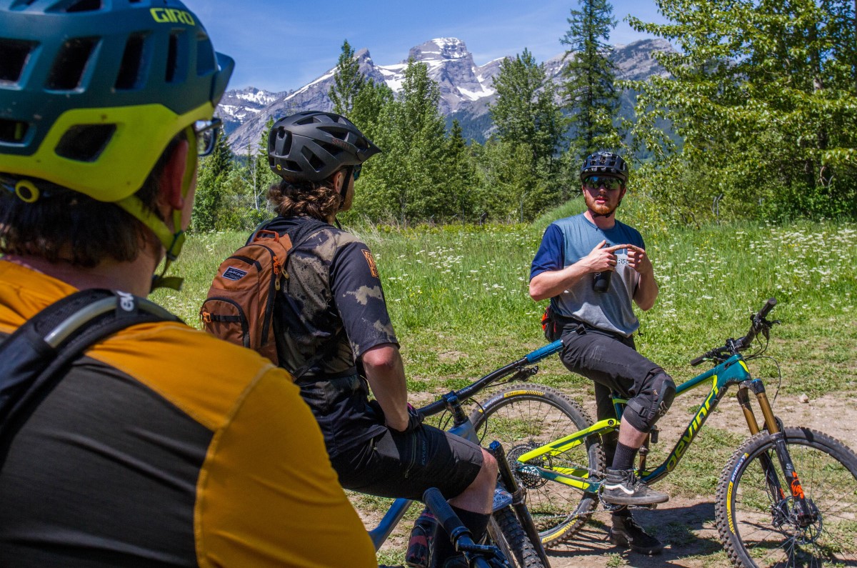 Private coaching with three riders in the mountains.